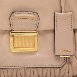 Miu Miu Beige Matelasse Leather Push Lock Top Handle Bag