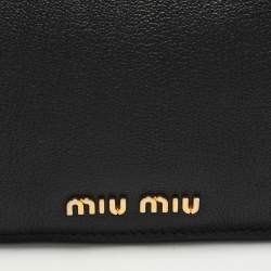 Miu Miu Black Leather Push Lock Top Handle Bag