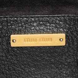 Miu Miu Black Leather Push Lock Top Handle Bag