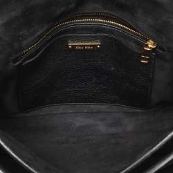 Miu Miu Black Leather Push Lock Top Handle Bag