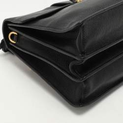 Miu Miu Black Leather Push Lock Top Handle Bag