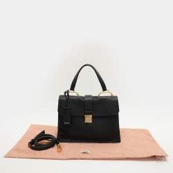 Miu Miu Black Leather Push Lock Top Handle Bag