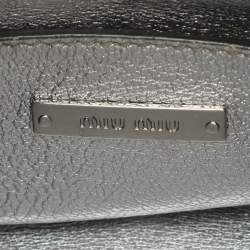 Miu Miu Silver Leather Push Lock Top Handle Bag