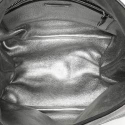 Miu Miu Silver Leather Push Lock Top Handle Bag