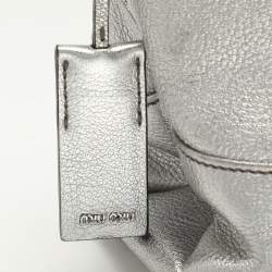Miu Miu Silver Leather Push Lock Top Handle Bag