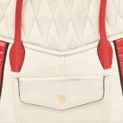 Miu Miu Red/White Leather Biker Dome Satchel