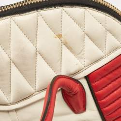 Miu Miu Red/White Leather Biker Dome Satchel