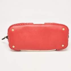 Miu Miu Red/White Leather Biker Dome Satchel