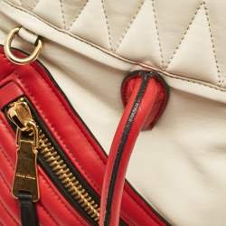 Miu Miu Red/White Leather Biker Dome Satchel