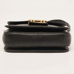 Miu Miu Black Leather Pushlock Flap Crossbody Bag