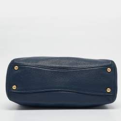 Miu Miu Navy Blue Vitello Leather Side Zip Tote