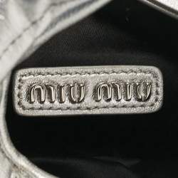 Miu Miu Silver Matelassé Leather Wander Hobo