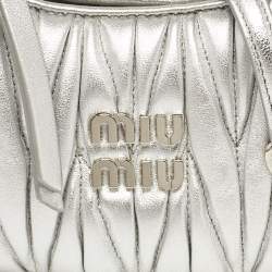 Miu Miu Silver Matelassé Leather Wander Hobo