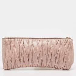 Miu Miu Dusty Pink Matelassé Lux Leather Zip Wristlet Clutch