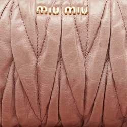 Miu Miu Dusty Pink Matelassé Lux Leather Zip Wristlet Clutch