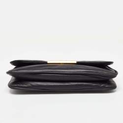 Miu Miu Black Leather Flap Frame Clutch