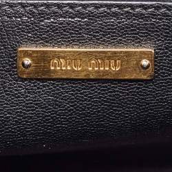 Miu Miu Black Madras Leather Crystal Embellished Buckle Flap Shoulder Bag