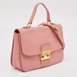 Miu Miu Pink Madras Leather Push Lock Flap Top Handle Bag