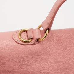 Miu Miu Pink Madras Leather Push Lock Flap Top Handle Bag