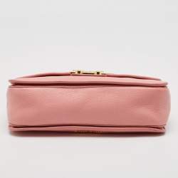 Miu Miu Pink Madras Leather Push Lock Flap Top Handle Bag