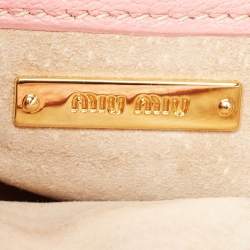 Miu Miu Pink Madras Leather Push Lock Flap Top Handle Bag