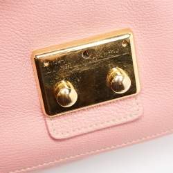 Miu Miu Pink Madras Leather Push Lock Flap Top Handle Bag