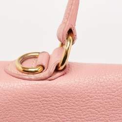 Miu Miu Pink Madras Leather Push Lock Flap Top Handle Bag