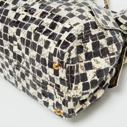 Pre Owned Miu Miu Black/Cream Snakeskin Side Bow Tote