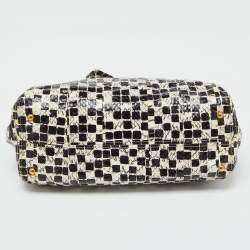 Pre Owned Miu Miu Black/Cream Snakeskin Side Bow Tote