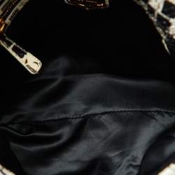 Pre Owned Miu Miu Black/Cream Snakeskin Side Bow Tote