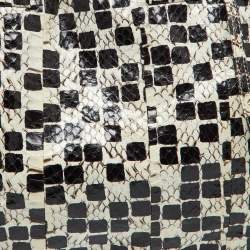 Pre Owned Miu Miu Black/Cream Snakeskin Side Bow Tote