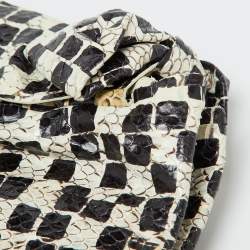 Pre Owned Miu Miu Black/Cream Snakeskin Side Bow Tote