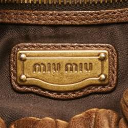 Miu Miu Dark Brown matelasse Leather Studded Hobo