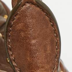 Miu Miu Dark Brown matelasse Leather Studded Hobo