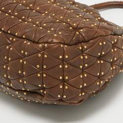 Miu Miu Dark Brown matelasse Leather Studded Hobo