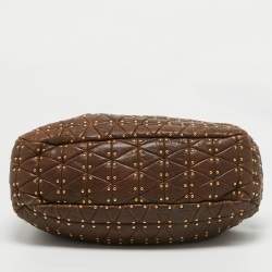 Miu Miu Dark Brown matelasse Leather Studded Hobo