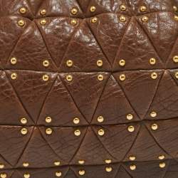 Miu Miu Dark Brown matelasse Leather Studded Hobo