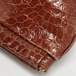 Miu Miu Brown Croc Effect Patent Leather Frame Clutch