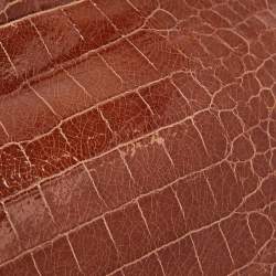 Miu Miu Brown Croc Effect Patent Leather Frame Clutch
