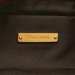 Miu Miu Brown Croc Effect Patent Leather Frame Clutch
