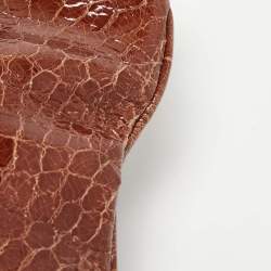 Miu Miu Brown Croc Effect Patent Leather Frame Clutch