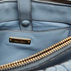 Miu Miu Light Blue Leather Matelassé Flap Top Handle Bag