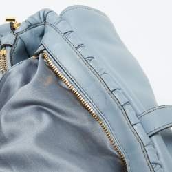 Miu Miu Light Blue Leather Matelassé Flap Top Handle Bag