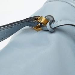 Miu Miu Light Blue Leather Matelassé Flap Top Handle Bag