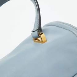 Miu Miu Light Blue Leather Matelassé Flap Top Handle Bag