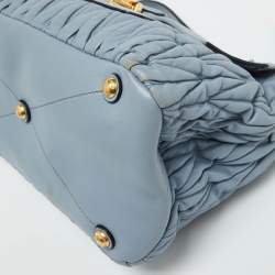 Miu Miu Light Blue Leather Matelassé Flap Top Handle Bag