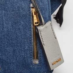 Miu Miu Blue/Silver Denim and Leather Flap Shoulder Bag