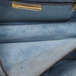 Miu Miu Blue/Silver Denim and Leather Flap Shoulder Bag