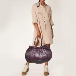 Miu Miu Purple Leather Pleated Hobo
