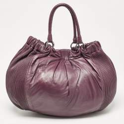 Miu Miu Purple Leather Pleated Hobo